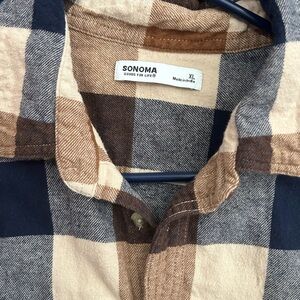 Sonoma Checkered Cotton Shirt in Blue and Tan